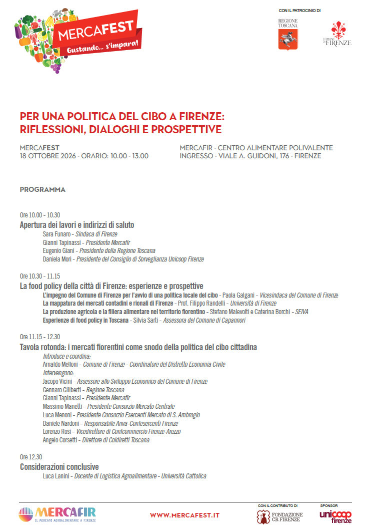 “Mercafest” – 1ª Edizione del Mercato in Festa Domenica 18 Ottobre alla Mercafir (Firenze)